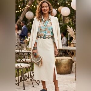 alfred dunner Floral Chiffon See Through Button Up Shirt Women Sz 14 3/4 Sleeve